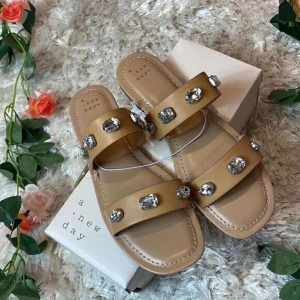 Women's Brit Two Band Embellished Sandals A‎ New Day Size 8.5